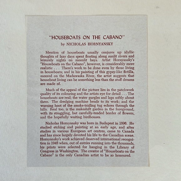 Nicholas Hornyansky Print - Houseboats on the Cabano - Picture 8 of 8